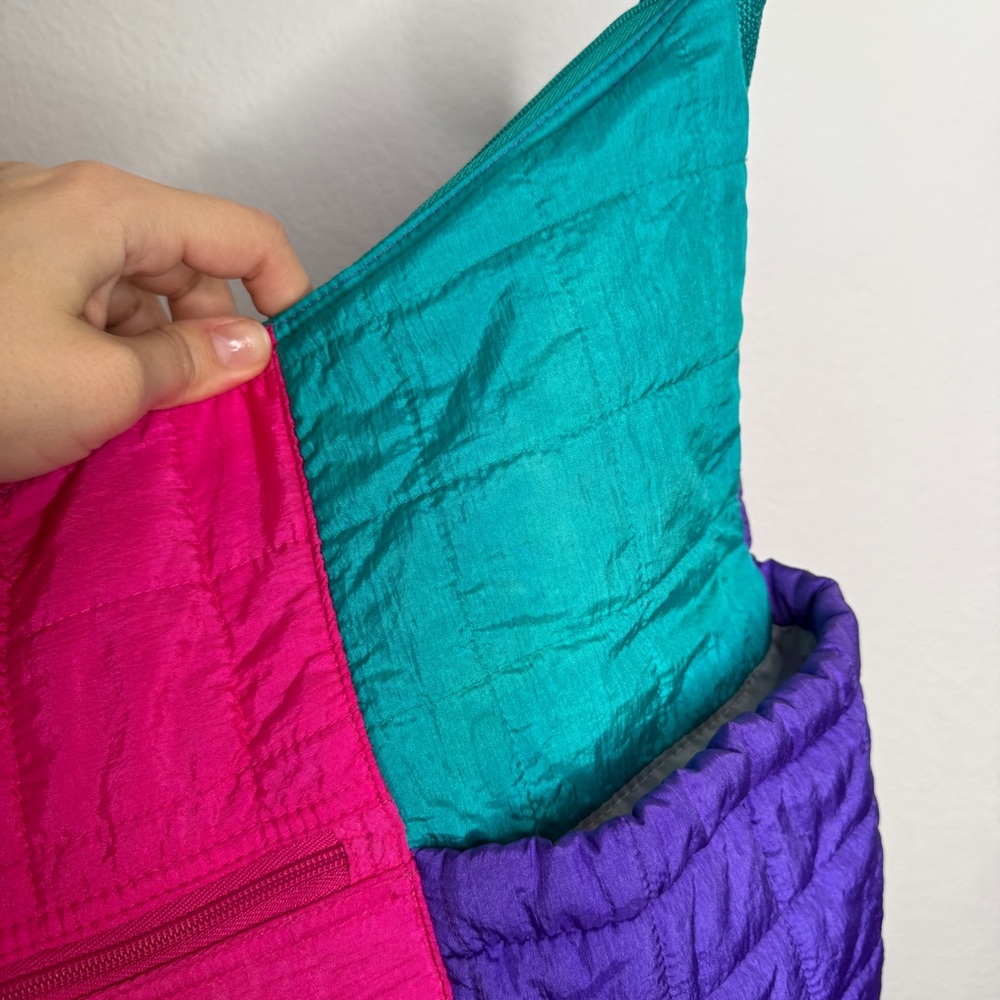 Babies Alley Diaper Bag Retro Colorblock Quilted Teal Magenta Purple - Picture 11 of 12